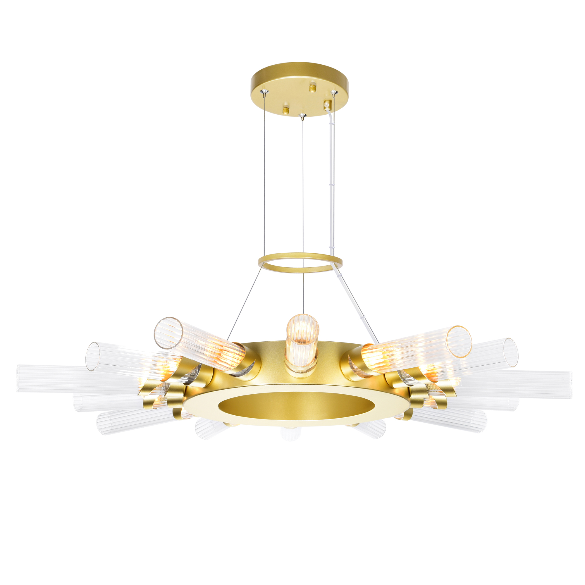 695320106916 Collar 14 Light Chandelier With Satin Gold Finish