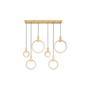 Anello LED Island/Pool Table Chandelier With White Oak Finish