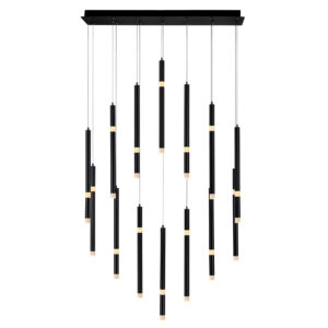 Flute 14 Light LED Chandelier With Black Finish