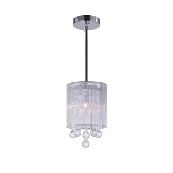 Water Drop 1 Light Drum Shade Mini Pendant With Chrome Finish