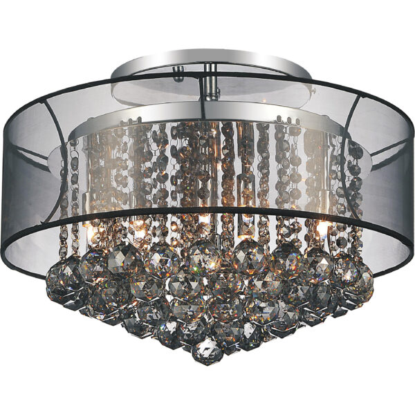 Radiant 9 Light Drum Shade Flush Mount With Chrome Finish