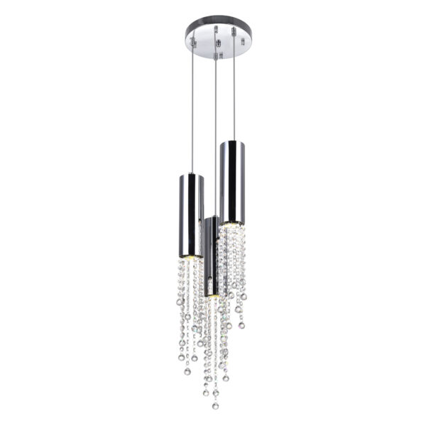 Extended 3 Light Down Mini Pendant With Chrome Finish