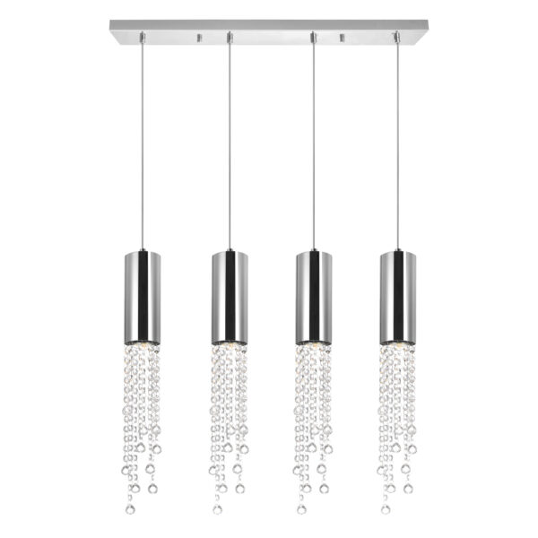 Extended 4 Light Multi Light Pendant With Chrome Finish
