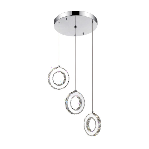 Ring LED Multi Light Pendant With Chrome Finish