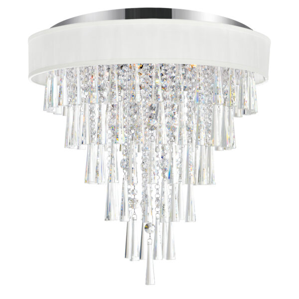 Franca 8 Light Drum Shade Flush Mount With Chrome Finish