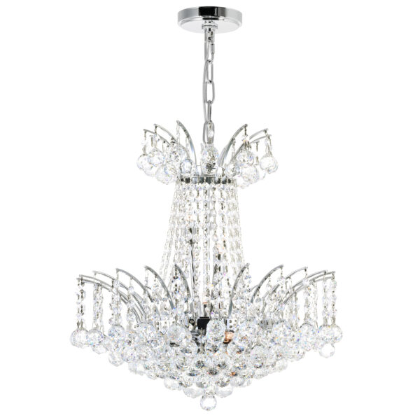 Posh 11 Light Down Chandelier With Chrome Finish