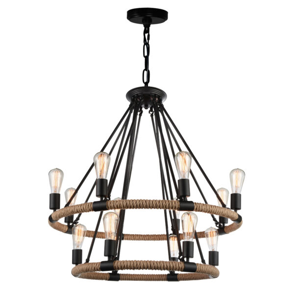 Ganges 14 Light Chandelier With Black Finish