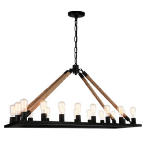 Ganges 18 Light Chandelier With Black Finish