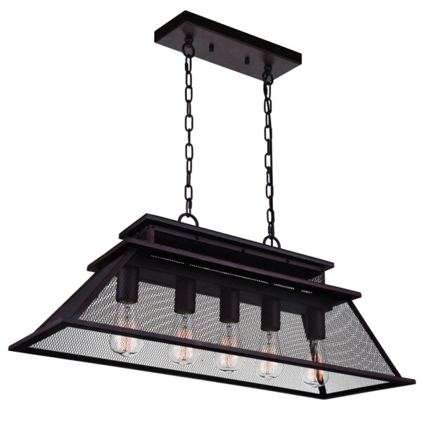 Savill 5 Light Island Chandelier With Reddish Black Finish