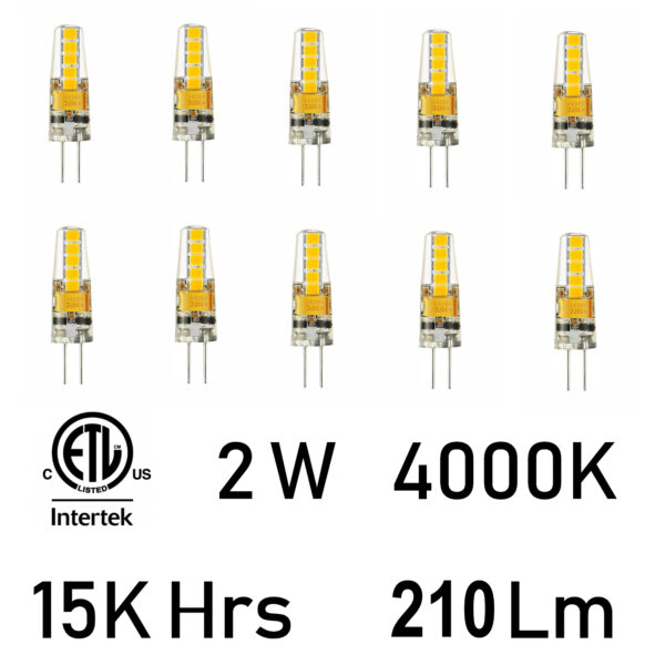 2 Watt G4 LED LED Bulb 4000K (Set of 10)