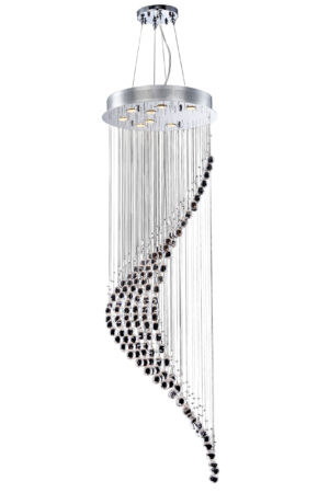 James R. Moder Crystal Rain Entry Chandelier IMPERIAL (Clear w/Black 40MM Spheres)