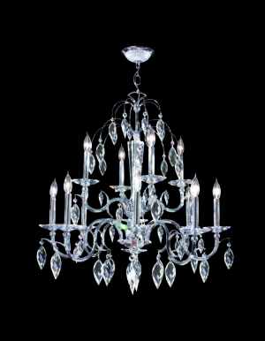 James R. Moder Sculptured Leaf 12 Light Chandelier IMPERIAL Crystal (Clear)