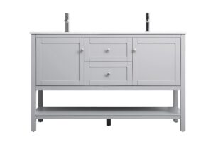 54 Inch Double Bathroom Vanity In Grey