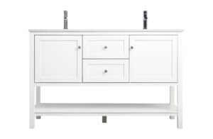 54 Inch Double Bathroom Vanity In White
