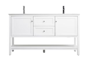 60 Inch Double Bathroom Vanity In White