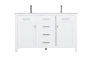 54 Inch Double Bathroom Vanity In White