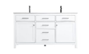 60 Inch Double Bathroom Vanity In White