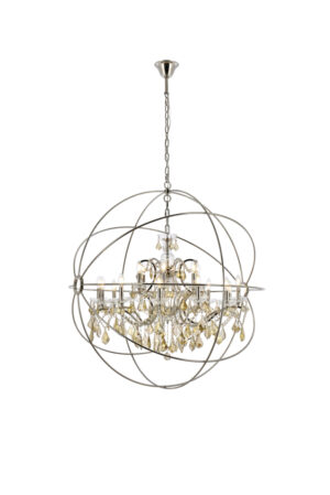 Geneva 18 light polished nickel Chandelier Golden Teak (Smoky) Royal Cut crystal