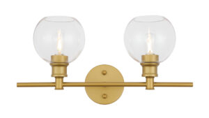 Collier 2 light Brass and Clear glass Wall sconce