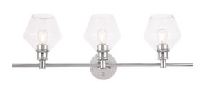 Gene 3 light Chrome and Clear glass Wall sconce