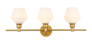 Gene 3 light Brass and Frosted white glass Wall sconce