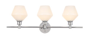 Gene 3 light Chrome and Frosted white glass Wall sconce