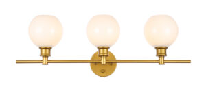 Collier 3 light Brass and Frosted white glass Wall sconce