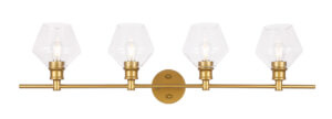 Gene 4 light Brass and Clear glass Wall sconce