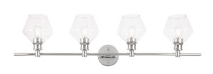 Gene 4 light Chrome and Clear glass Wall sconce