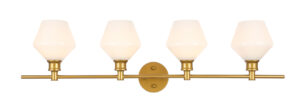 Gene 4 light Brass and Frosted white glass Wall sconce