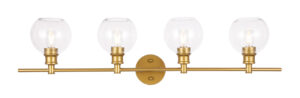 Collier 4 light Brass and Clear glass Wall sconce