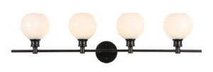 Collier 4 light Black and Frosted white glass Wall sconce