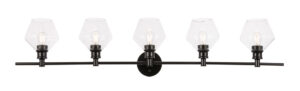 Gene 5 light Black and Clear glass Wall sconce