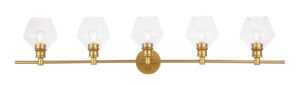 Gene 5 light Brass and Clear glass Wall sconce