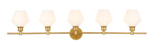 Gene 5 light Brass and Frosted white glass Wall sconce