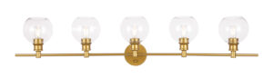 Collier 5 light Brass and Clear glass Wall sconce
