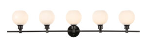 Collier 5 light Black and Frosted white glass Wall sconce
