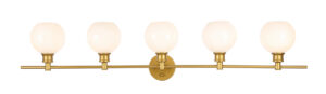Collier 5 light Brass and Frosted white glass Wall sconce