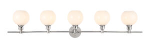 Collier 5 light Chrome and Frosted white glass Wall sconce