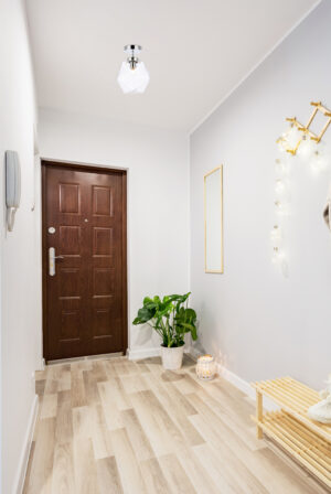 Lawrence 1 light chrome and clear glass flush mount