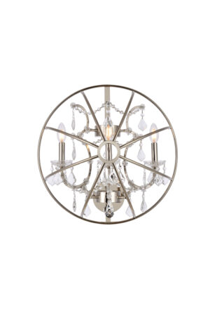 Geneva 3 light polished nickel Wall Sconce Clear Royal Cut crystal