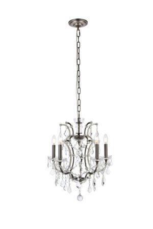 Elena 5 light polished Nickel Pendant clear Royal Cut crystal