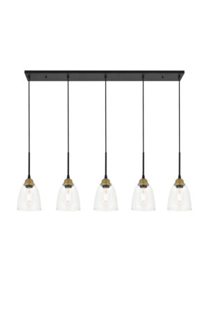 Felicity 5 light brass and black Pendant