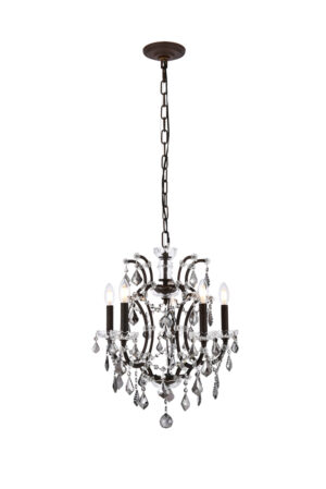 Elena 5 light Rustic Intent Pendant Silver Shade (Grey) Royal Cut crystal