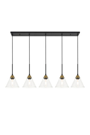Histoire 5 light brass and black Pendant