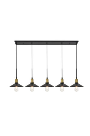 Etude 5 light brass and black Pendant