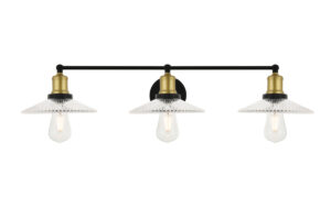 Waltz 3 light brass and black Wall Sconce