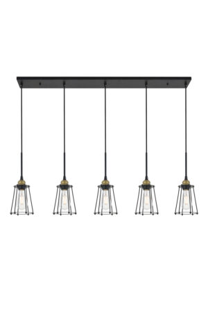 Auspice 5 light brass and black Pendant