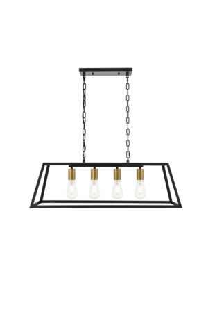Resolute 4 light brass and black Pendant