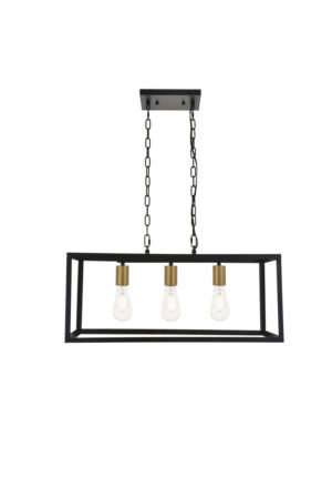 Resolute 3 light brass and black Pendant